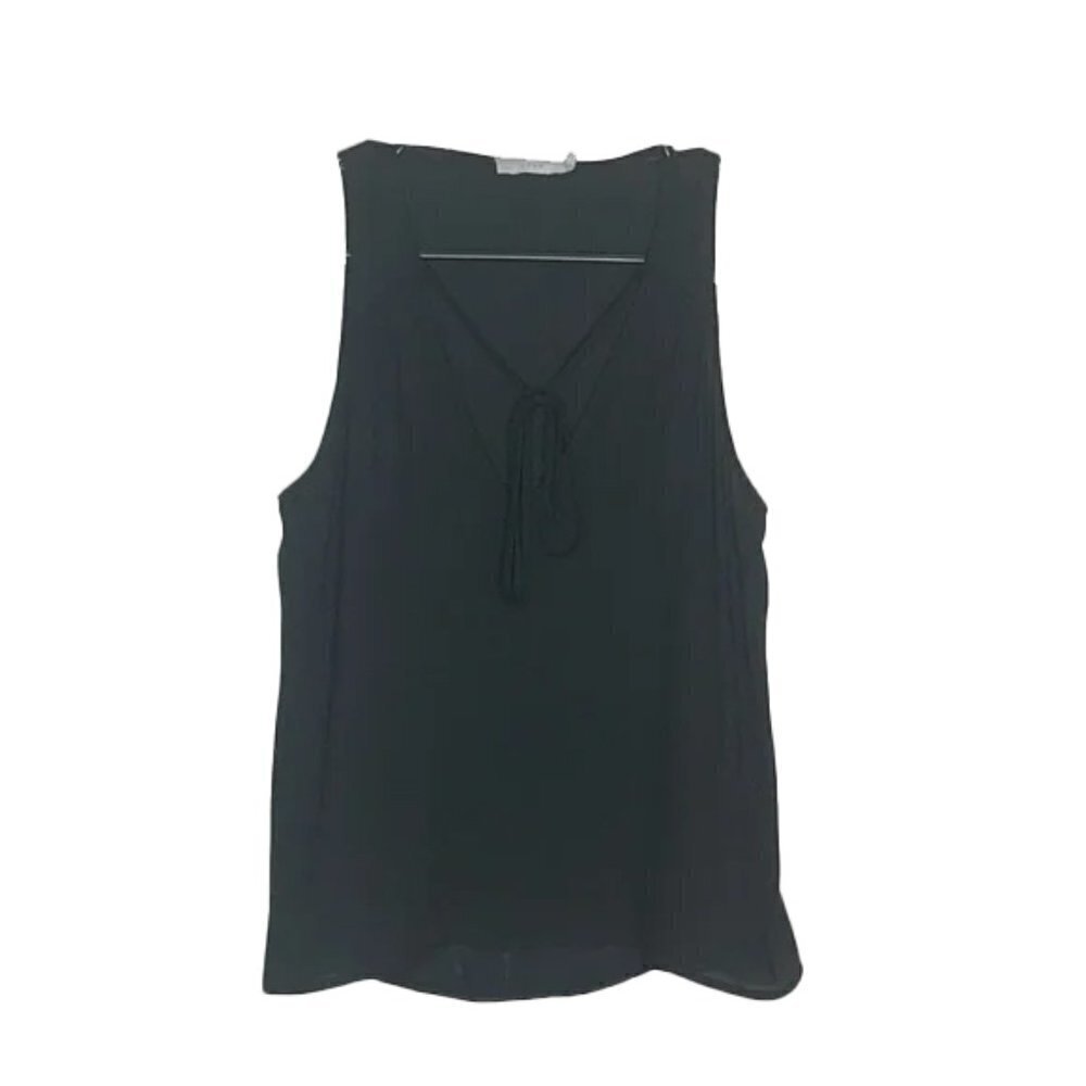❤️ LUSH Front tie v neck sleeveless black top size small